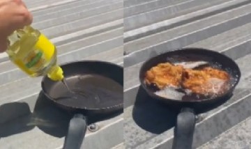 De no creer: Fritó una milanesa en el techo de su casa en plena ola de calor